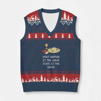 Funny Passover Seder V-Neck Knit Sweater Vest What Happens At The Seder Stays At The Seder Jewish Holiday - Wonder Print Shop