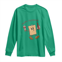 Happy Passover Matzah Drinking Long Sleeve Shirt Wine and Matzo Matzatarian Funny Pesach Jewish