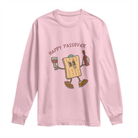 Happy Passover Matzah Drinking Long Sleeve Shirt Wine and Matzo Matzatarian Funny Pesach Jewish