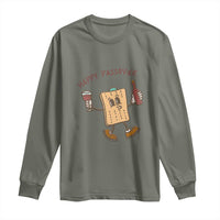 Happy Passover Matzah Drinking Long Sleeve Shirt Wine and Matzo Matzatarian Funny Pesach Jewish