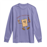 Happy Passover Matzah Drinking Long Sleeve Shirt Wine and Matzo Matzatarian Funny Pesach Jewish