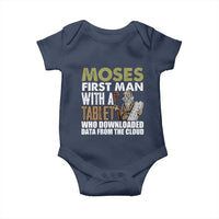 Funny Passover Jewish Tech Pun Baby Onesie Moses First Man with a Tablet Who Downloaded Data from the Cloud