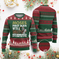 Funny Passover Jewish Tech Pun Ugly Christmas Sweater Moses First Man with a Tablet Who Downloaded Data from the Cloud - Wonder Print Shop