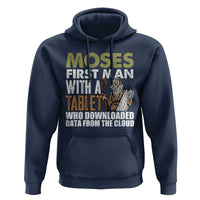 Funny Passover Jewish Tech Pun Hoodie Moses First Man with a Tablet Who Downloaded Data from the Cloud