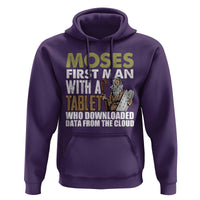 Funny Passover Jewish Tech Pun Hoodie Moses First Man with a Tablet Who Downloaded Data from the Cloud