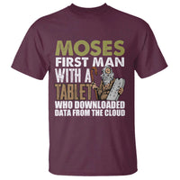 Funny Passover Jewish Tech Pun T Shirt Moses First Man with a Tablet Who Downloaded Data from the Cloud