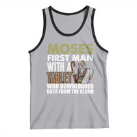 Funny Passover Jewish Tech Pun Tank Top Moses First Man with a Tablet Who Downloaded Data from the Cloud