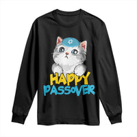 Happy Passover Cute Cat Long Sleeve Shirt Seder Jewish Pesach