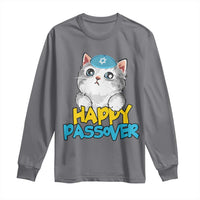 Happy Passover Cute Cat Long Sleeve Shirt Seder Jewish Pesach