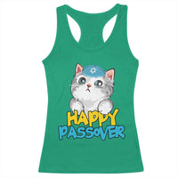 Happy Passover Cute Cat Racerback Tank Top Seder Jewish Pesach
