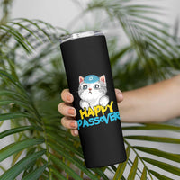 Happy Passover Cute Cat Skinny Tumbler Seder Jewish Pesach