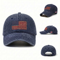 Pledge of Allegiance USA Flag Vintage Patriotic Graphic Washed Cotton Baseball Cap One Nation Under God Liberty and Justice for All