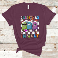 Christmas in July T Shirt Xmas in July Melting Popsicles Stick Summer Vibes Retro - Wonder Print Shop