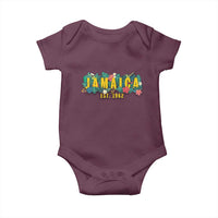 Jamaica Est 1962 Tropical Independence Baby Onesie Doctor Bird and Hibiscus Botanical Travel Souvenir