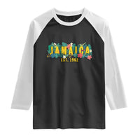 Jamaica Est 1962 Tropical Independence Raglan Shirt Doctor Bird and Hibiscus Botanical Travel Souvenir