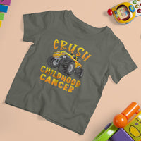 Childhood Cancer Awareness T Shirt For Kid Crush Childhood Cancer Monster Truck Gold Ribbon - Wonder Print Shop