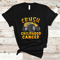 Childhood Cancer Awareness T Shirt Crush Childhood Cancer Monster Truck Gold Ribbon - Wonder Print Shop