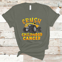 Childhood Cancer Awareness T Shirt Crush Childhood Cancer Monster Truck Gold Ribbon - Wonder Print Shop