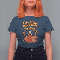 Love Story Touchdown Ending T Shirt For Women Football And Music Engagement - Wonder Print Shop