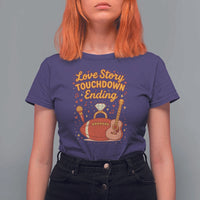 Love Story Touchdown Ending T Shirt For Women Football And Music Engagement - Wonder Print Shop