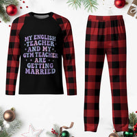 My English Teacher and Gym Teacher Are Getting Married Plaid Pajama Set Funny Retro Groovy Love Story - Wonder Print Shop