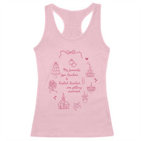 My Favorite Gym Teacher and English Teacher Are Getting Married Racerback Tank Top Retro Coquette Bow Wedding Love Story - Wonder Print Shop