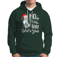Skeleton Christmas Hoodie Ho Ho Holy Shit What A Year Funny Boujee Xmas Vibe - Wonder Print Shop