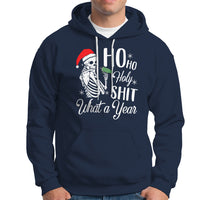 Skeleton Christmas Hoodie Ho Ho Holy Shit What A Year Funny Boujee Xmas Vibe - Wonder Print Shop