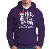 Skeleton Christmas Hoodie Ho Ho Holy Shit What A Year Funny Boujee Xmas Vibe - Wonder Print Shop