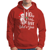 Skeleton Christmas Hoodie Ho Ho Holy Shit What A Year Funny Boujee Xmas Vibe - Wonder Print Shop