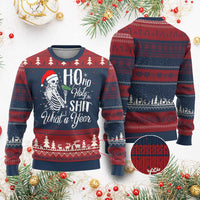 Skeleton Christmas Ugly Christmas Sweater Ho Ho Holy Shit What A Year Funny Boujee Xmas Vibe - Wonder Print Shop