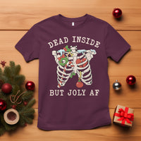 Skeleton Christmas T Shirt Dead Inside But Jolly AF Xmas Vibe - Wonder Print Shop