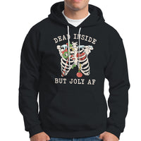 Skeleton Christmas Hoodie Dead Inside But Jolly AF Xmas Vibe - Wonder Print Shop