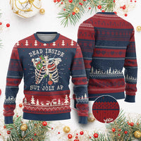 Skeleton Christmas Ugly Christmas Sweater Dead Inside But Jolly AF Xmas Vibe - Wonder Print Shop