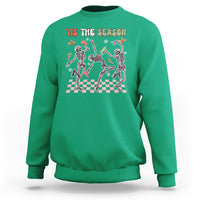 Dancing Skeleton Christmas Sweatshirt Tis The Season Retro Boujee Xmas Vibe - Wonder Print Shop