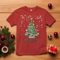 Reading Christmas T Shirt Merry Bookmas Books Pine Xmas Tree Funny - Wonder Print Shop