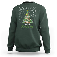 Reading Christmas Sweatshirt Merry Bookmas Books Pine Xmas Tree Funny - Wonder Print Shop