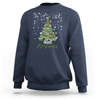 Reading Christmas Sweatshirt Merry Bookmas Books Pine Xmas Tree Funny - Wonder Print Shop