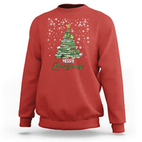 Reading Christmas Sweatshirt Merry Bookmas Books Pine Xmas Tree Funny - Wonder Print Shop