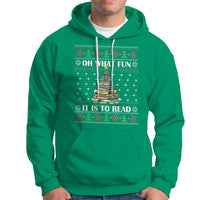 Reading Christmas Hoodie Oh What Fun It Is To Read Books Xmas Tree Funny Ugly Sweater - Wonder Print Shop