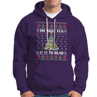 Reading Christmas Hoodie Oh What Fun It Is To Read Books Xmas Tree Funny Ugly Sweater - Wonder Print Shop