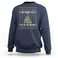 Reading Christmas Sweatshirt Oh What Fun It Is To Read Books Xmas Tree Funny Ugly Sweater - Wonder Print Shop