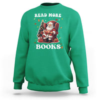 Reading Santa Sweatshirt Read More Books Funny Christmas Teacher Student Book Lovers - Wonder Print Shop