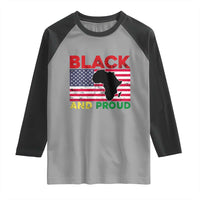 African American Raglan Shirt Black And Proud US Flag Africa Map
