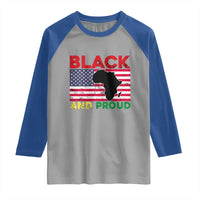 African American Raglan Shirt Black And Proud US Flag Africa Map