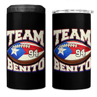 Team Benito Puerto Rico Football Pride 4 in 1 Can Cooler Tumbler Number 94 Vintage Game Day Music Artist Fan