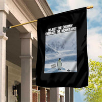 Funny Nihilist Penguin Existential Meme Garden Flag Reject the Colony Embrace the Mountains