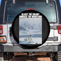 Funny Nihilist Penguin Existential Meme Spare Tire Cover Reject the Colony Embrace the Mountains