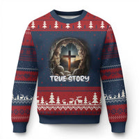 Jesus True Story Ugly Christmas Sweater Resurrection He Is Risen Religious Easter - Wonder Print Shop