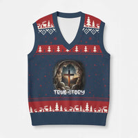 Jesus True Story V-Neck Knit Sweater Vest Resurrection He Is Risen Religious Easter - Wonder Print Shop